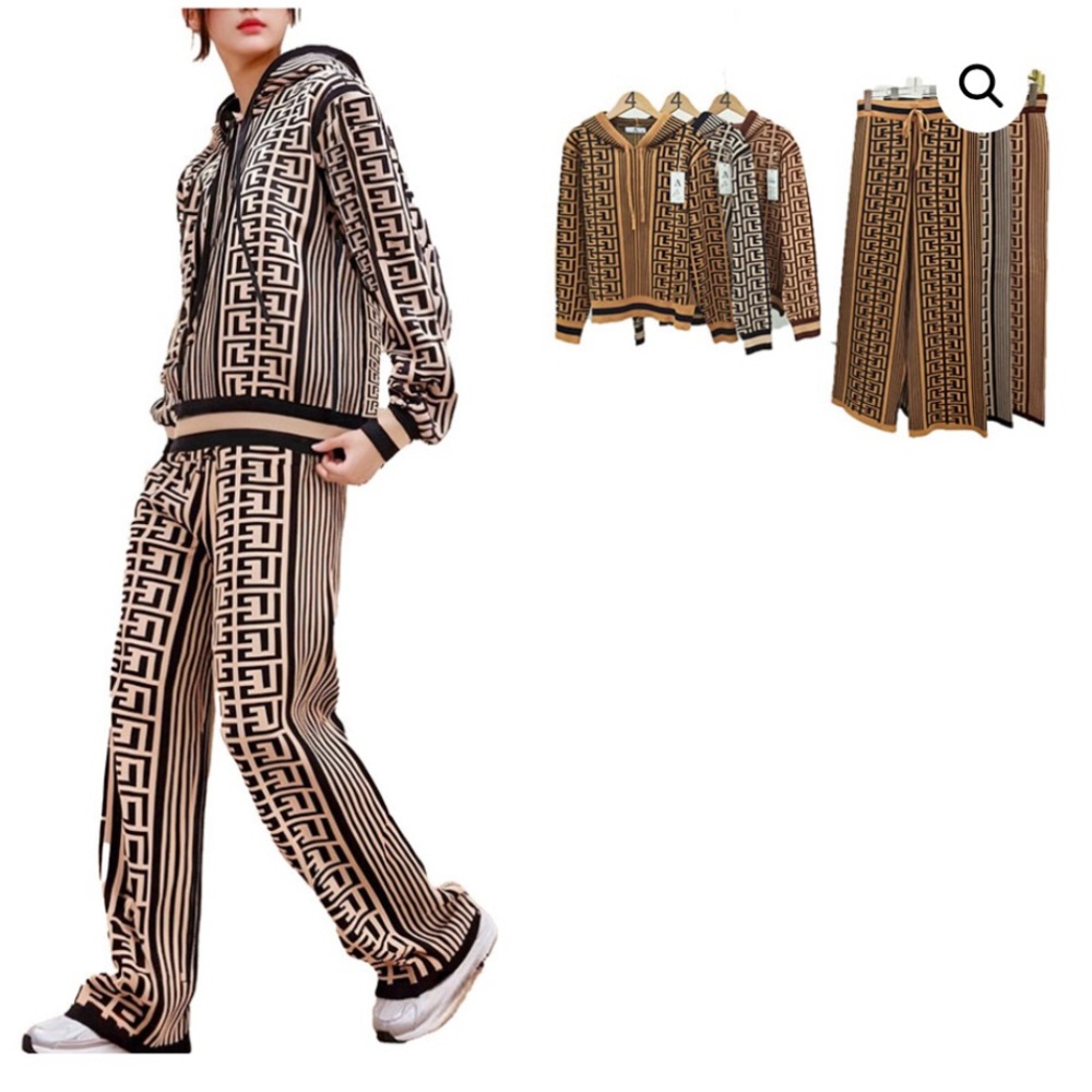 ⭐️⭐️ Black and Brown Geometric Track Pants